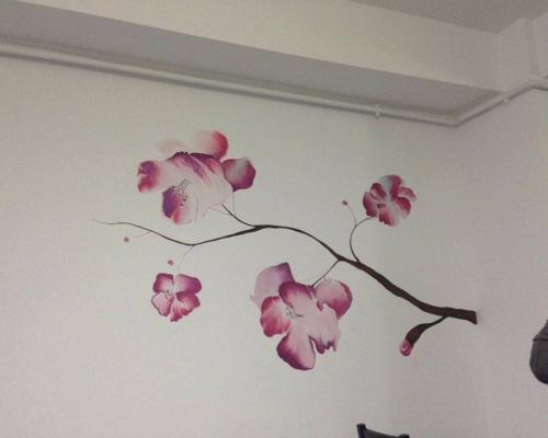 Pictura pe pereti cu flori 